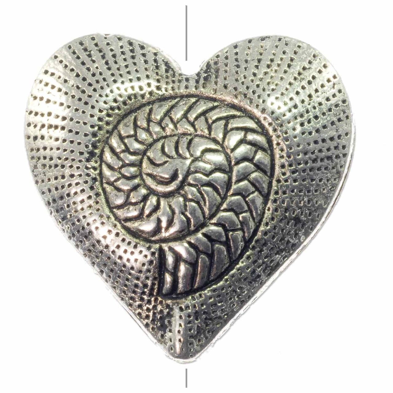 Coiled Heart Bead 30x31mm Pewter Antique Silver Plated (1-Piece)